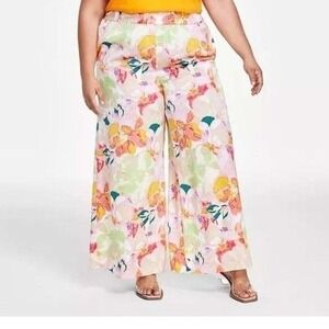 Bar III‎ Floral Print Lounge Pants Wide Leg Comfy Casual 1X